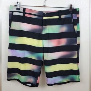 Palmwave Multicolor Striped Board Shorts Men's 36 – Quick Dry Swim Trunks